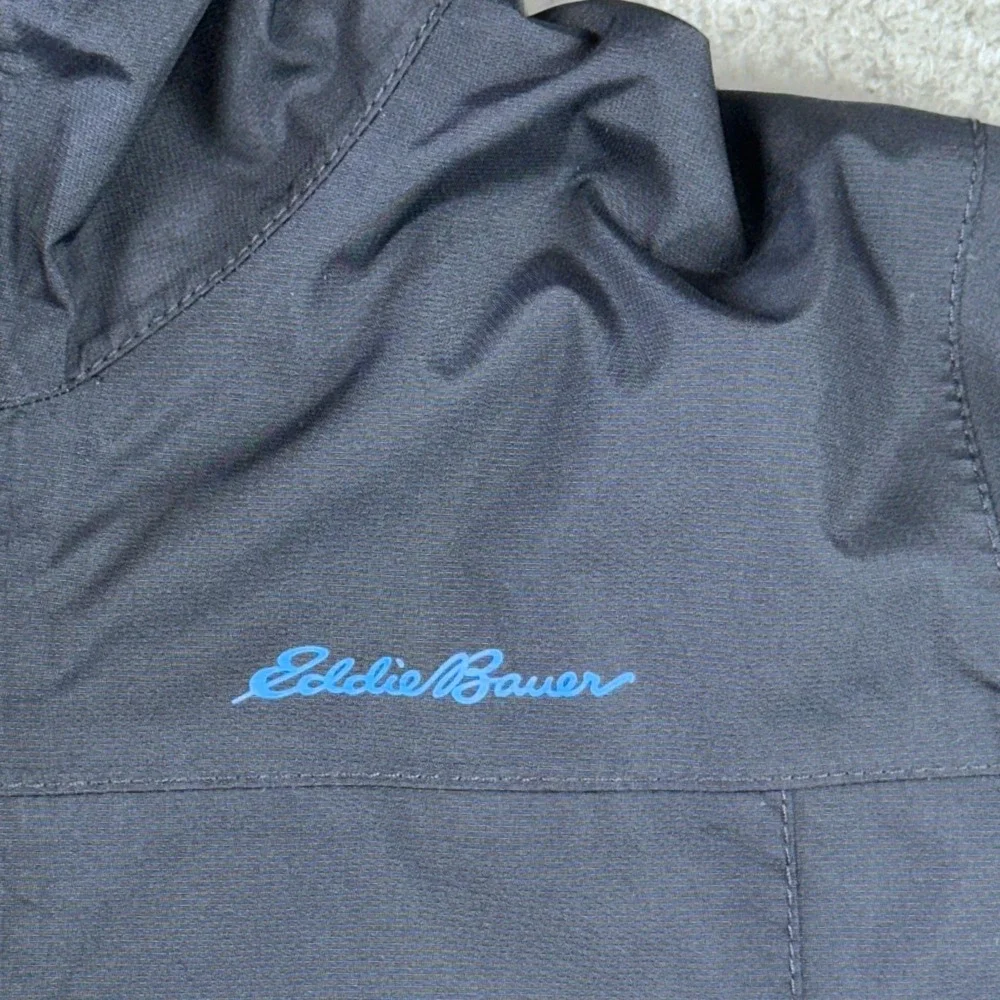 Eddie Bauer Watertight Rain Jacket Kid L 12 Navy Blue Hooded Lightweight Outdoor